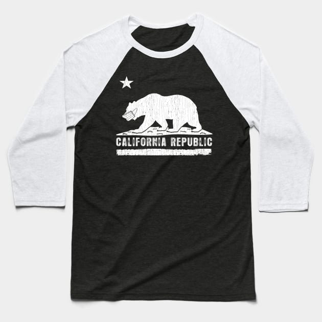 California Bear with Face Mask Baseball T-Shirt by Dailygrind